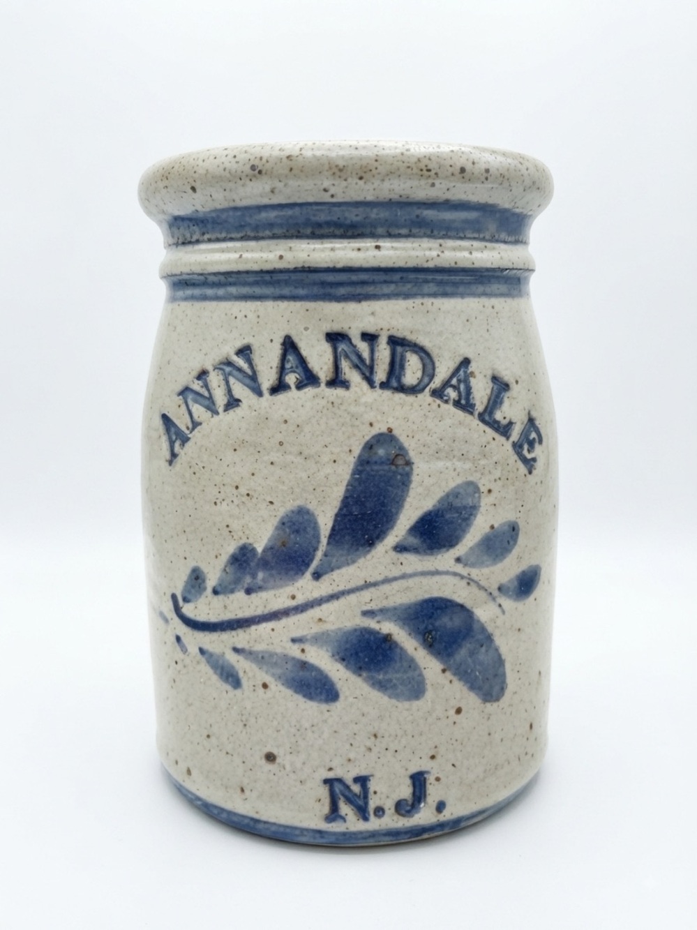Vintage Annandale New Jersey Stoneware Crock Signed Studio Pottery Cobalt Blue
